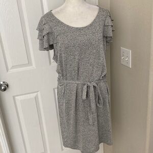 Loft Gray Ruffle Sleeve Dress Sz XL